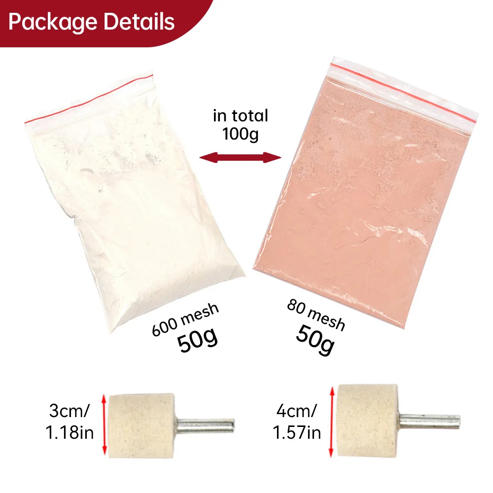 1Set Rare Earth Polishing Powder Glass Mirrors Composite Polishing Cerium Oxide Powder Abrasive With Wool Polishing Wheel 3/4cm