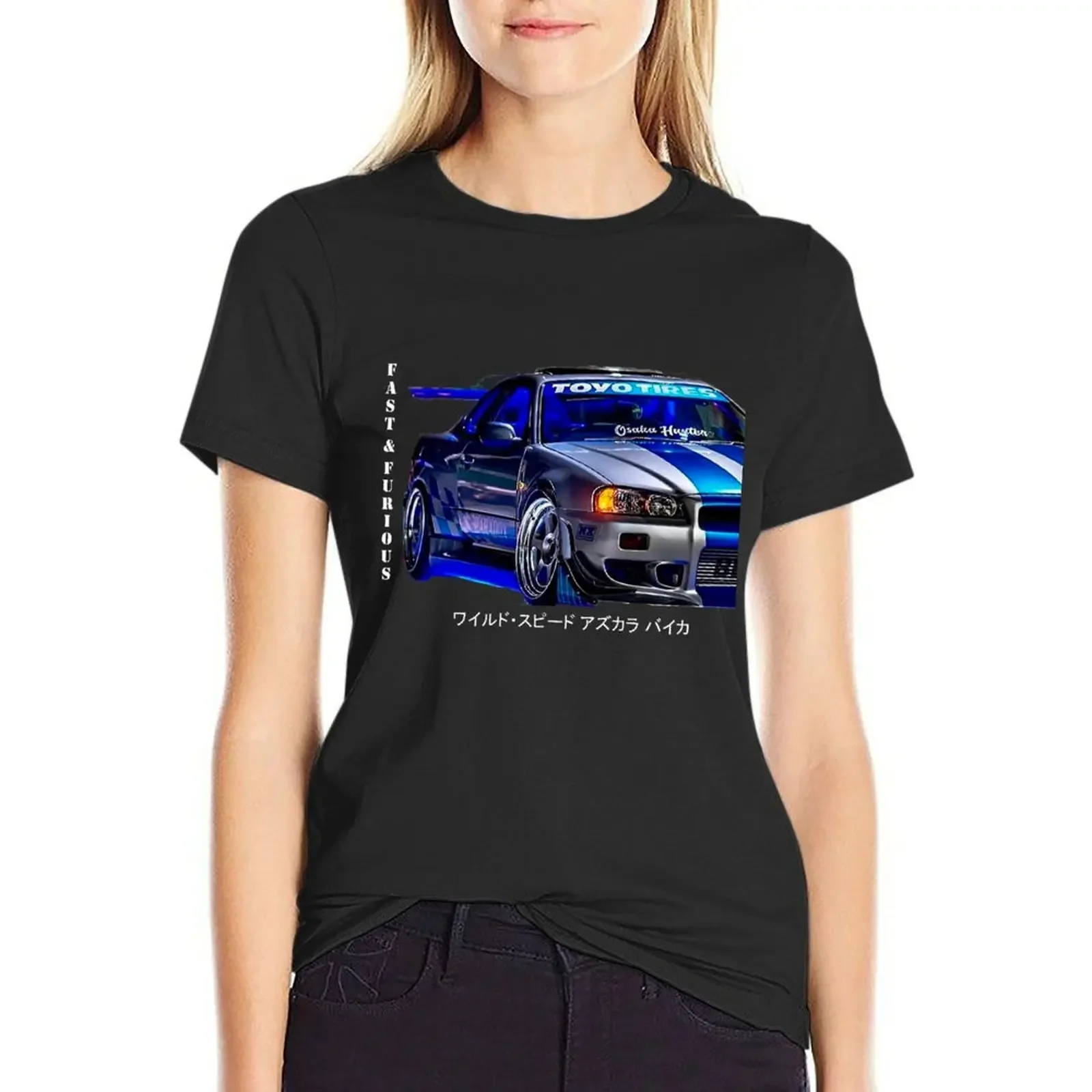 

R34 fast and furious T-Shirt summer top Female clothing graphics cute tops Summer Women's clothing