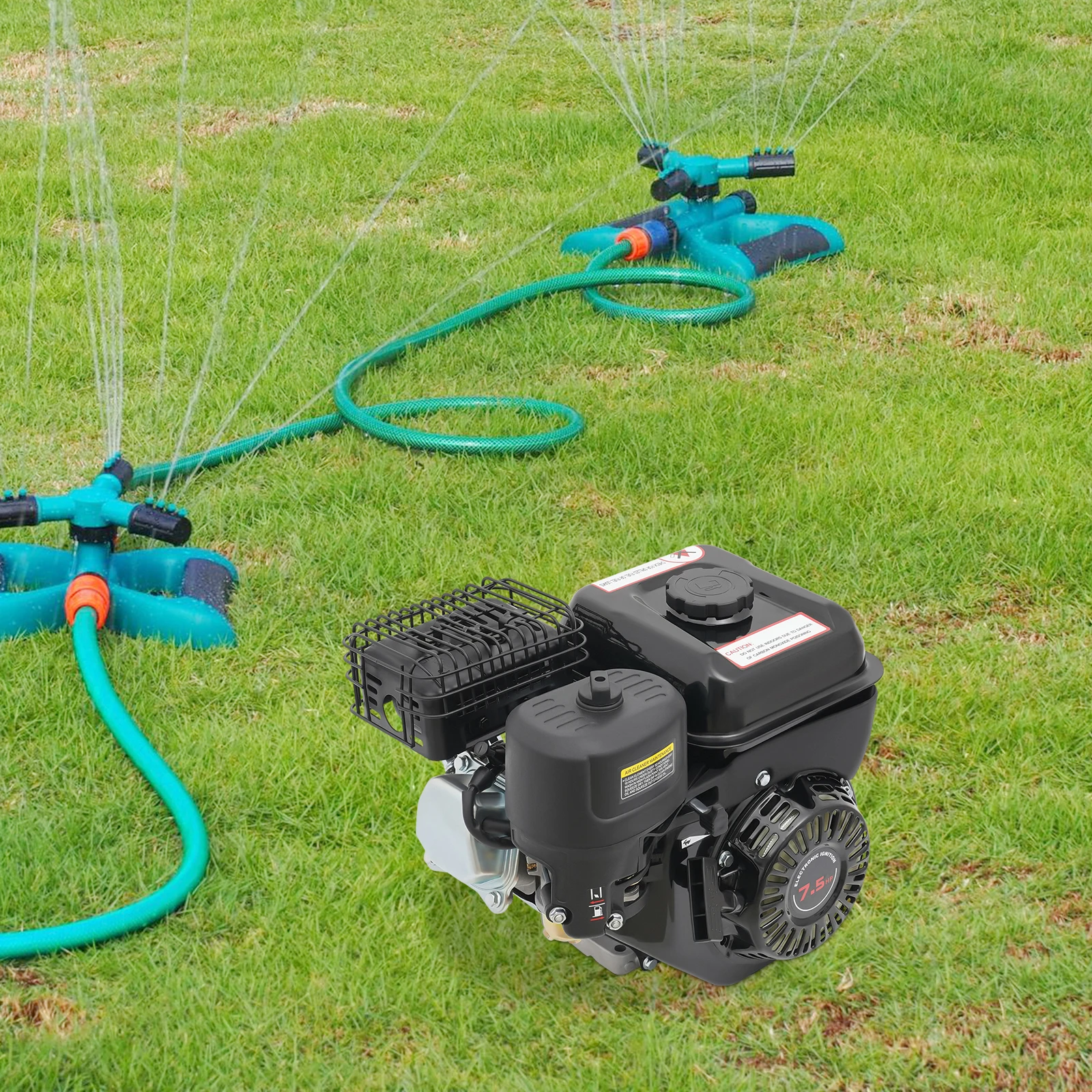 7.5HP 4-Stroke Horizontal Shaft Engine, Heavy Duty Cast Iron and Aluminum Construction for Generator Water Pump