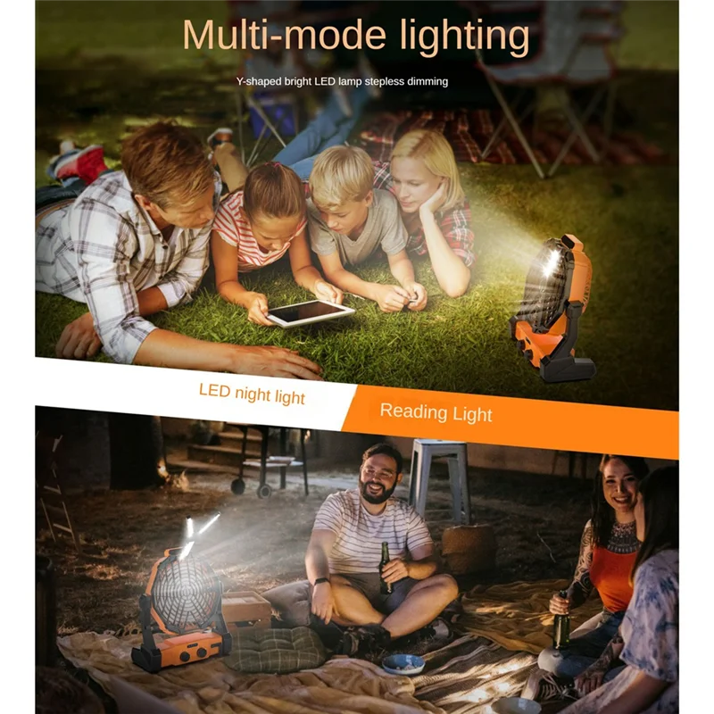 

Portable Camping Fan With LED Lantern 8000Mah Outdoor Fan Personal Rechargeable Fan For Travel, Hiking, Fishing, Picni Durable