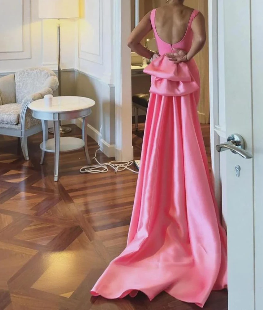 カスタマイズされた優雅なジャージークリスタルフラワーイブニングドレス気質ノースリーブOネックフロアレングス特別な日のドレス