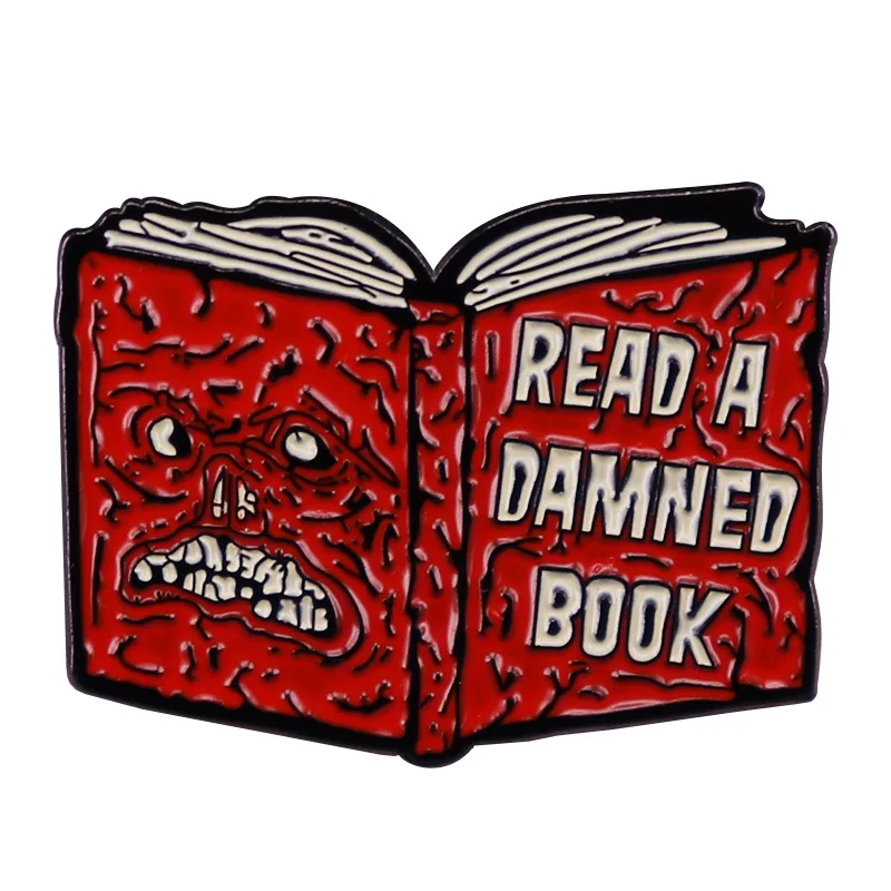 Read A Damn Book Enamelled Brooch Dark Necronomicon Metal Pins