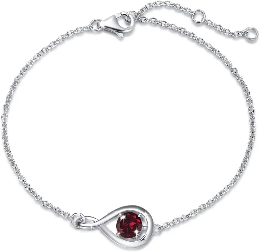 Pulsera de Amor de Plata de Ley 925 con Símbolo de Infinito y Piedra de Nacimiento para Mujer, Joyería Fina, Regalos de Cumpleaños y Día de la Madre para Ella, Mamá