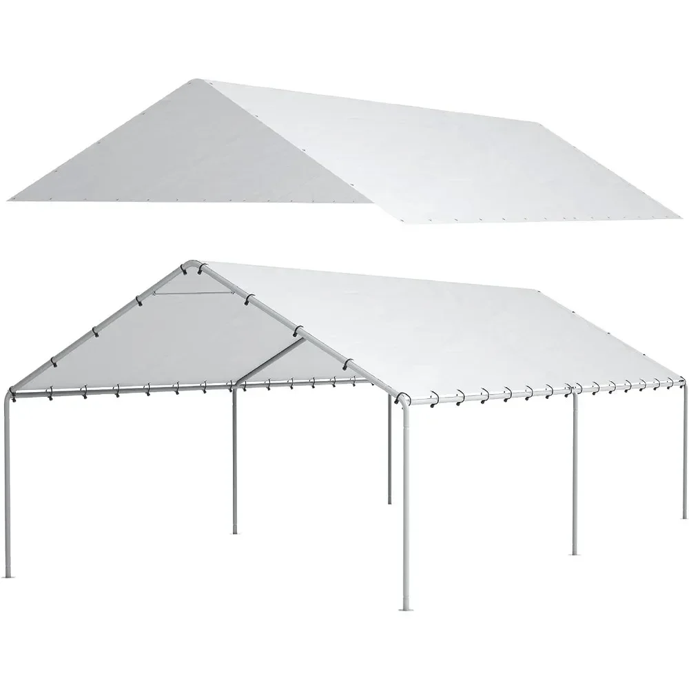 

Carport 10 X 20ft Carport Replacement Canopy Cover Garage Top Tent Shelter Tarp With Free 48 Ball Bungee Cord White (Cover Only