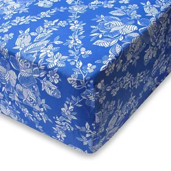 Blue Flower Mattress Cover with Zipper Dust-proof Bed Protector Soft Fitted Sheet for Single Bed Hotel/Massage/Beauty/Tattoos