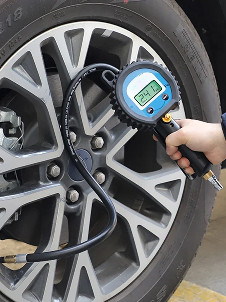 Digital display car tire pressure gauge, high-precision electronic pressure gauge for automotive repair, tire inflation gauge