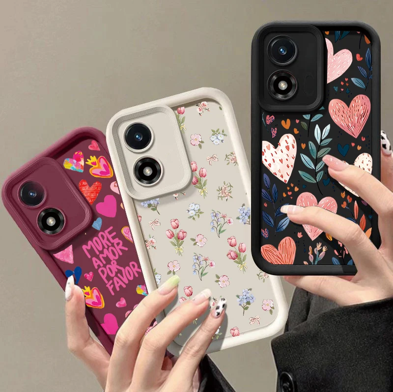

Love Heart Flower Case For Motorola Moto Edge 70 50 Pro 60 Fusion 40 Neo G22 G24 G84 G86 G53 G14 G15 G35 G52 G60 G75 G54 Cover