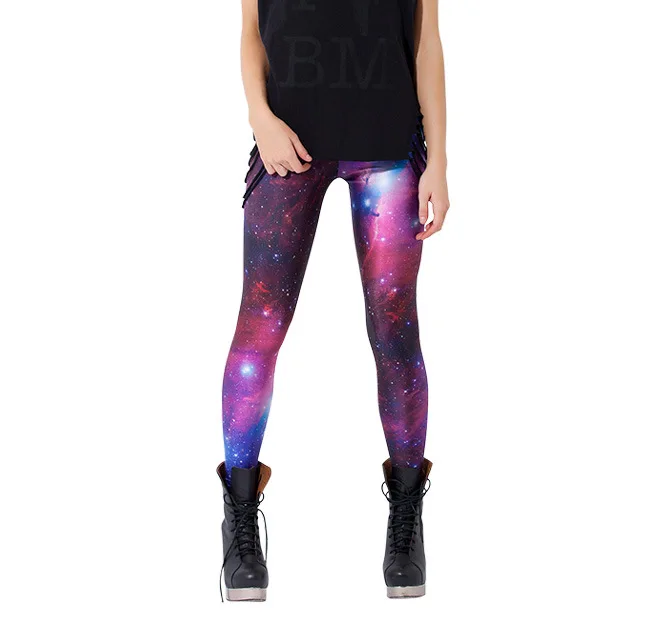 2022 European and American Hot-selling New Women's Pants Purple Starry Sky Digital Leggings Slim Personality Stretch Yoga Pants