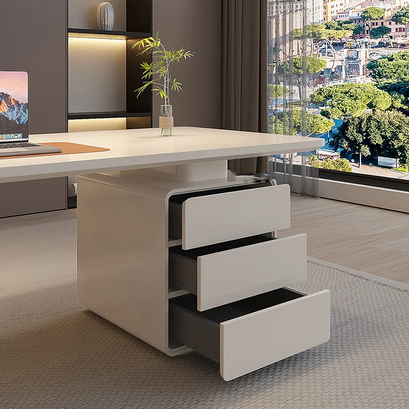 Scrivania da ufficio in piedi bianca Cassetto estetico moderno nordico Scrivania da ufficio Artigianato Deposito Escritorio Oficina Mobili commerciali