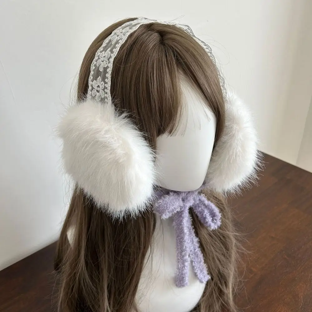 Soft Ear Cap Lace Earmuffs Thicken JK Headwear Ear Cover Cold Proof Windproof Ear Mask Girl