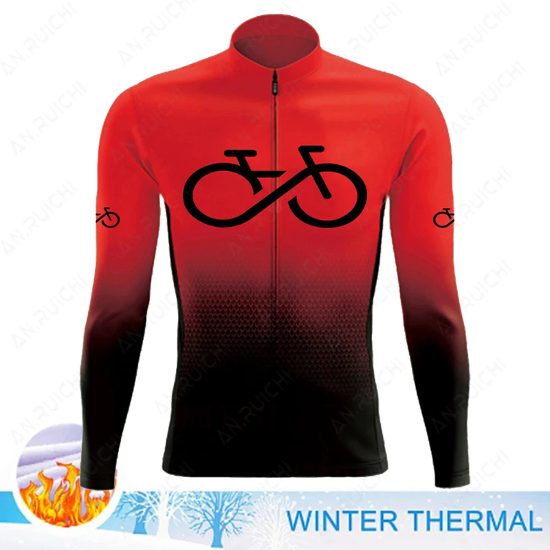 2023 Winter Long Jacket Thermal Fleece Man Cycling Jersey Clothing Mountain Outdoor Triathlon Wear Warm Bicycle Clothing Uniform