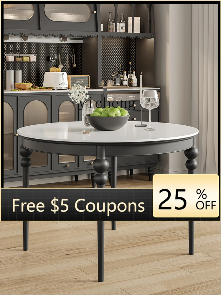 

H26 Solid Wood Round Dining Table Round Table Household Small Apartment Black