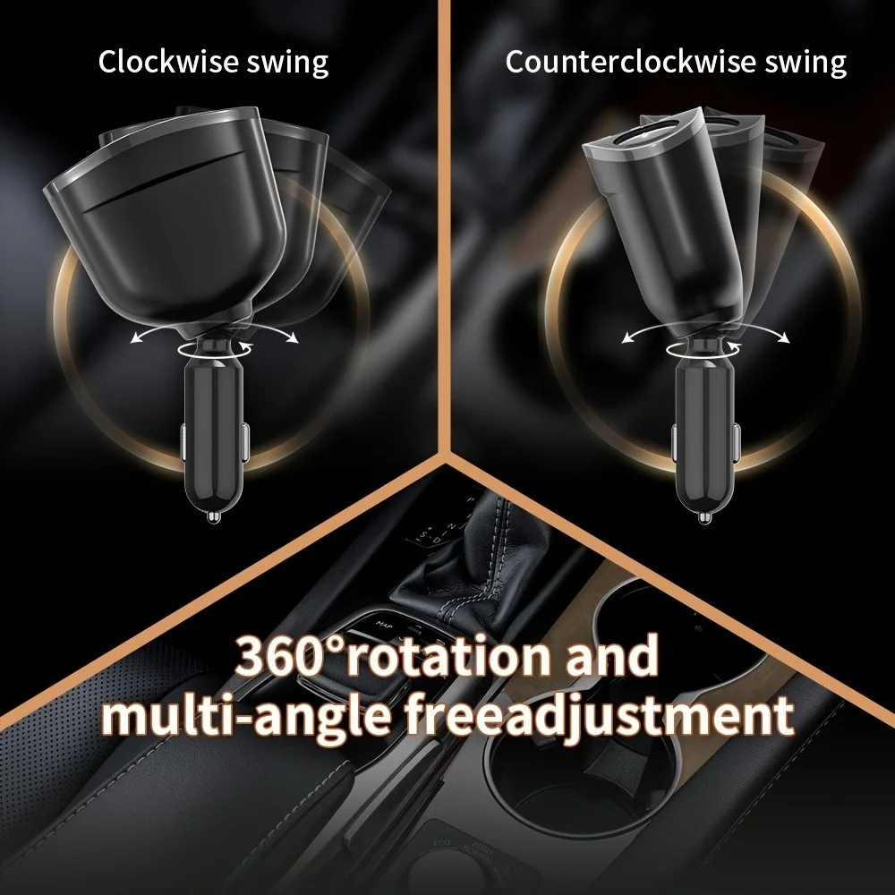 شاحن سيارة متعدد المنافذ شحن سريع نوع C ولاعة سجائر السيارة آيفون Xiaomi سامسونج شاشة ديجيتال شاحن الهاتف السيارات