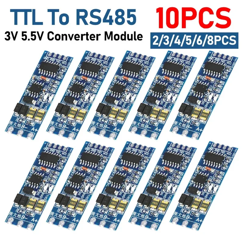 

1-10PC TTL To RS485 Module Hardware Automatic Flow Control Module Serial UART Level Mutual Conversion Power Supply Module 3.3/5V