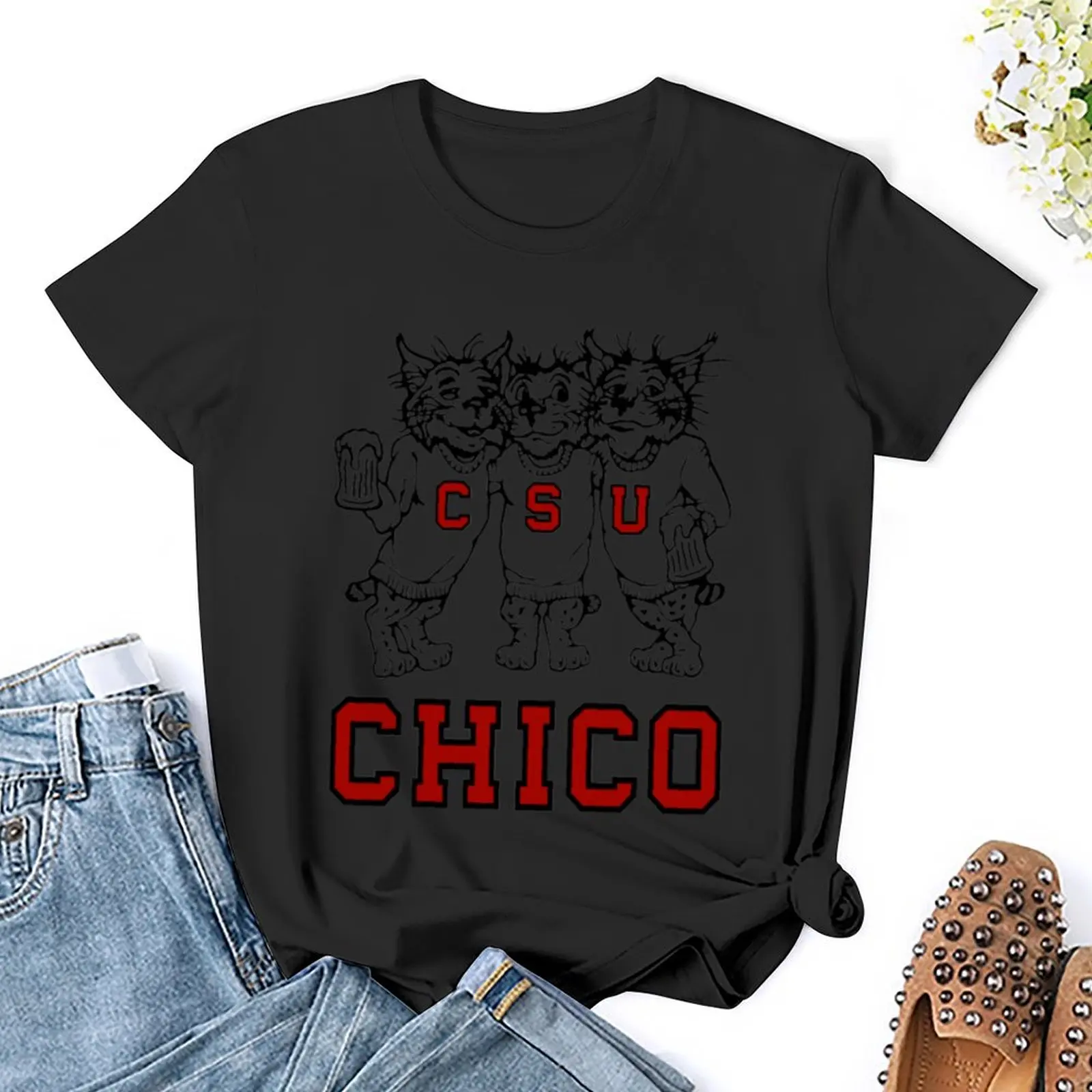 Chico State-Vintage Drinking Wildcats Logo T-Shirt, Roupa Feminina Engraçada, Roupas Femininas, A década de 1980