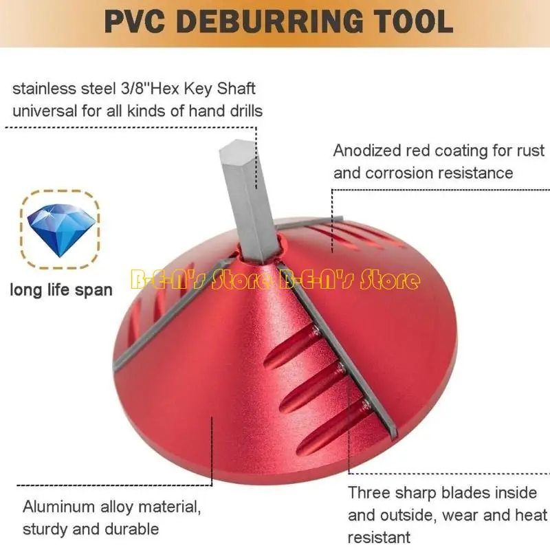 Y1AD Ergonomic PVC Pipe Chamfer PVC Pipe Beveling Tool Offer Quick Burr Removal Great for Home Improvement and Building Site