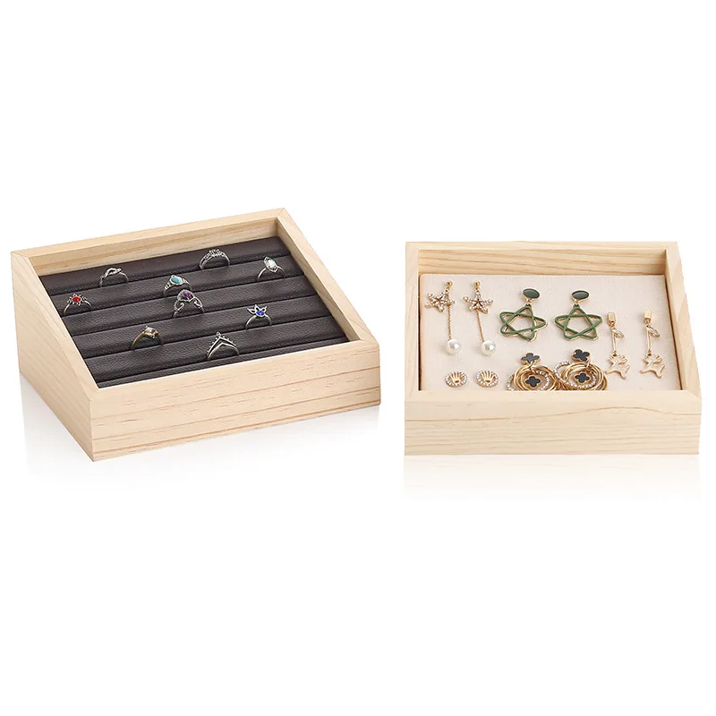 

Solid Wood Pallet Box Pendant Mitre Box Ring Stud Display Case Household Jewelry Storage Box Jewelry Display Rack