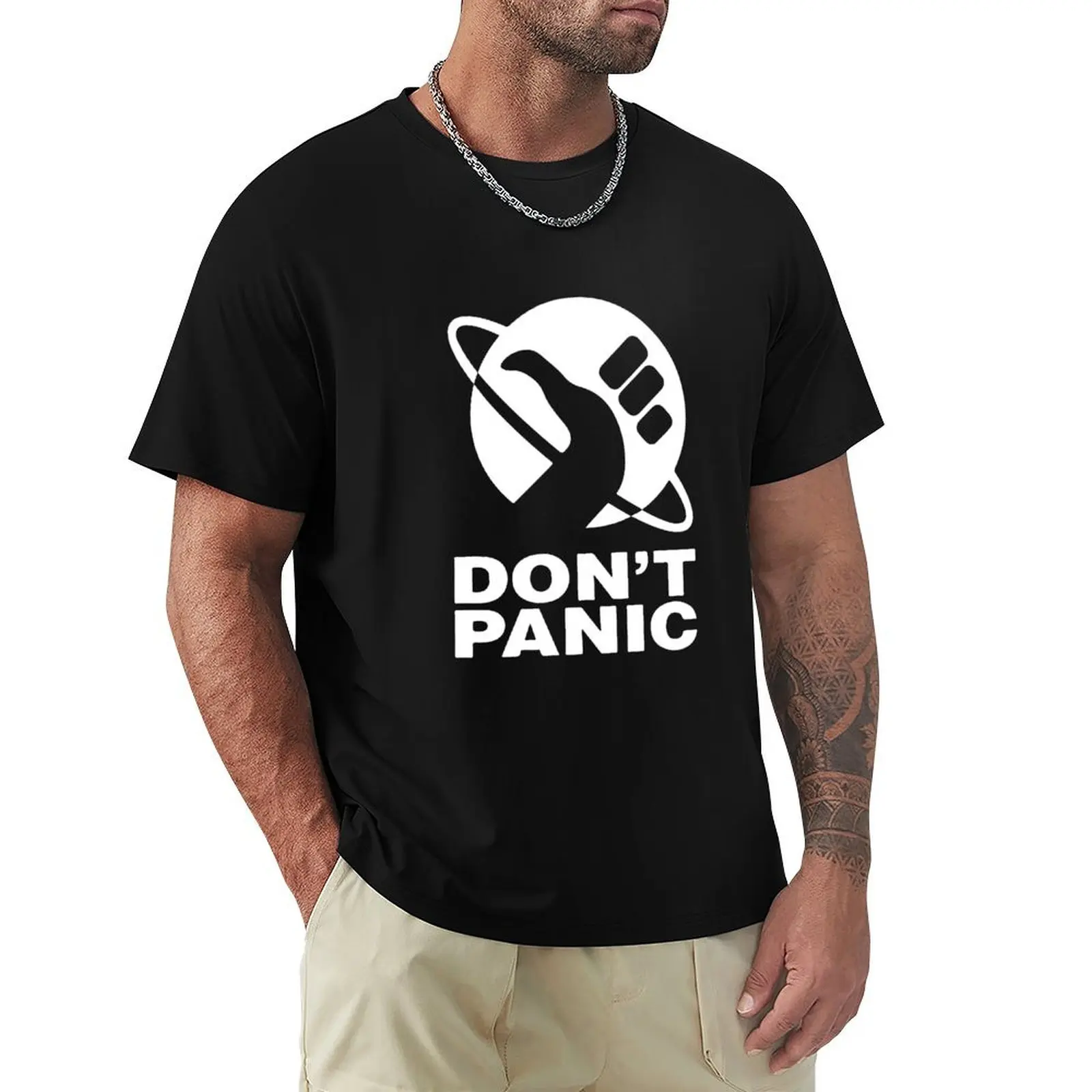 

Don't Panic - White T-Shirt oversized blue archive men t shirt