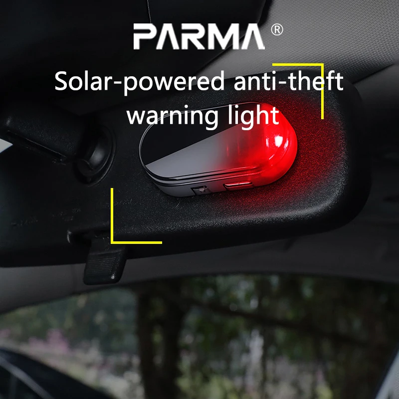 Car solar anti-theft light, warning flash light, no-wiring modification, simulation induction led simulation anti-theft light