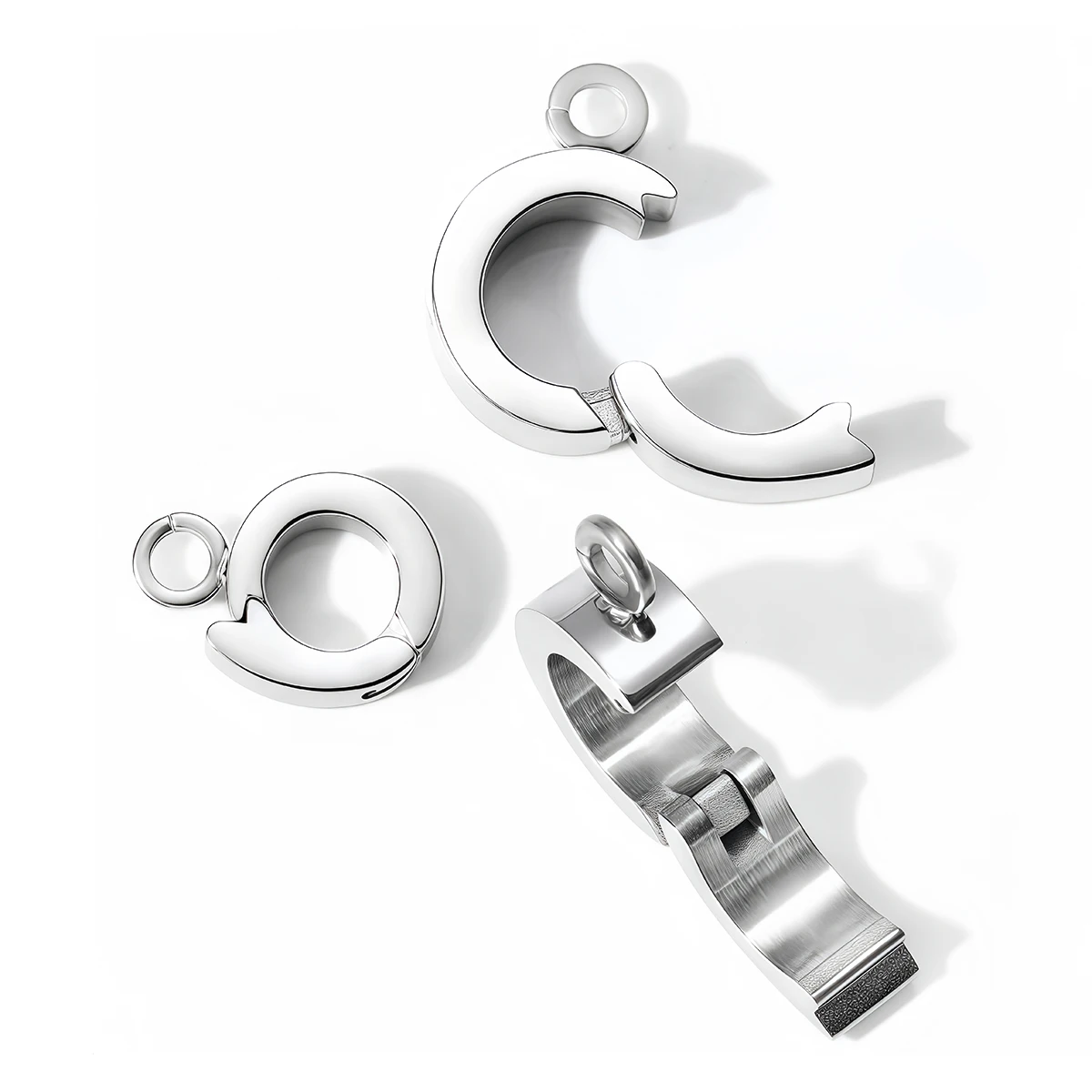 Edelstahl-Halskettenverschluss, Runde Vielseitige Verbindungsschnallen für Armbänder, Ohrringe, Anhänger, Haken, Schmuckherstellungszubehör – Detail 5