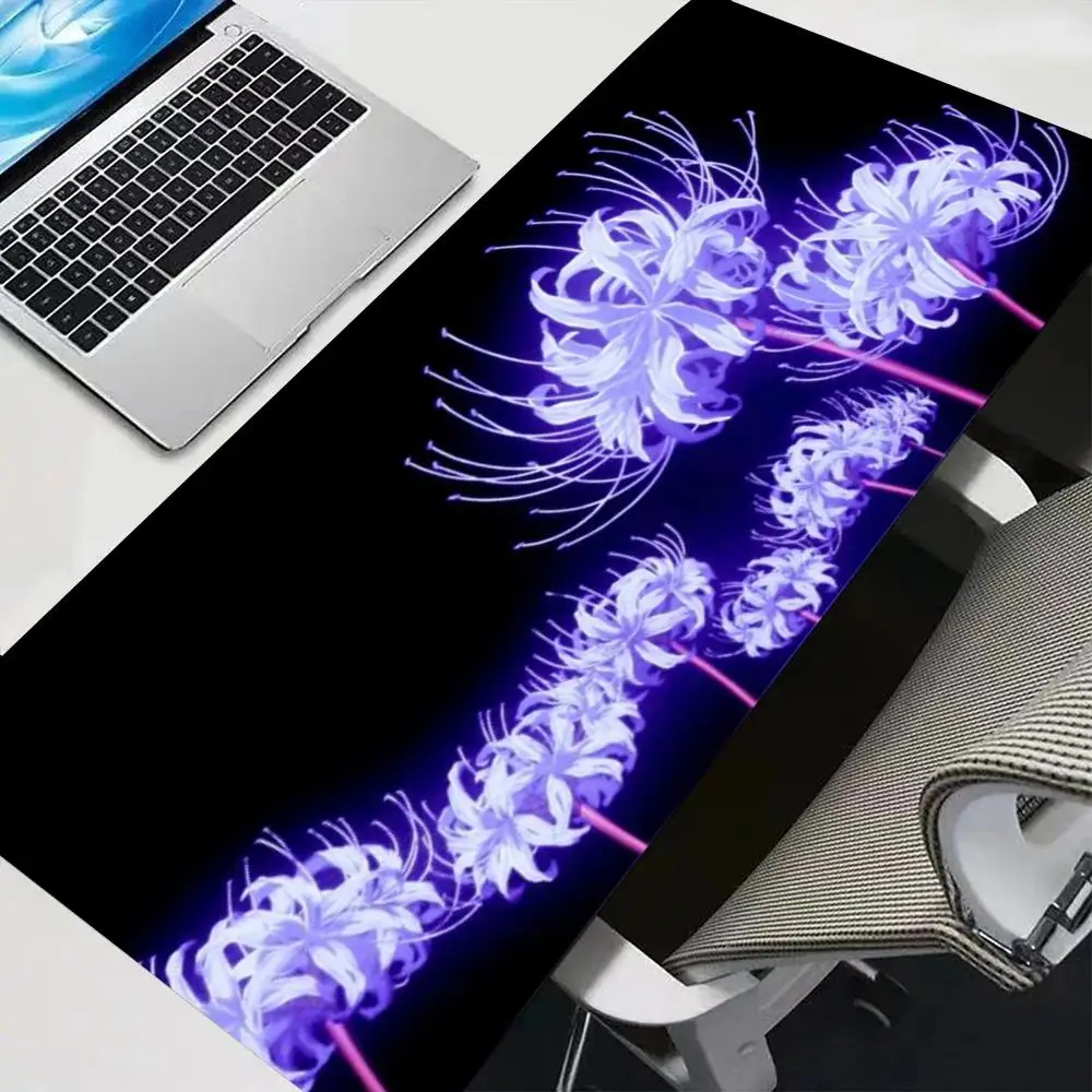 Playmat Glowing Purple Spider Lily Dark Background Large Size Mouse Pads For Laptop Game Table Mat