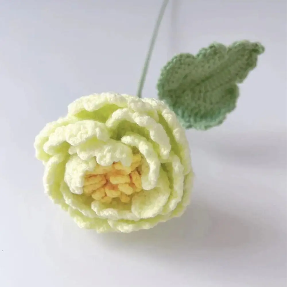 

Handmade Crochet Peony Bouquet Gradient Color Simulation Flower Hand-woven Peony Wool Woven Flowere Artificial Flower