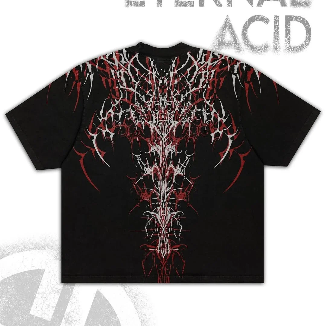 

Готическая футболка с привидениями в стиле ретро, тяжелая хлопковая коробка, подходящая одинокая тень, имитация старой футболки с принтом, уличный топ в стиле киберпанк