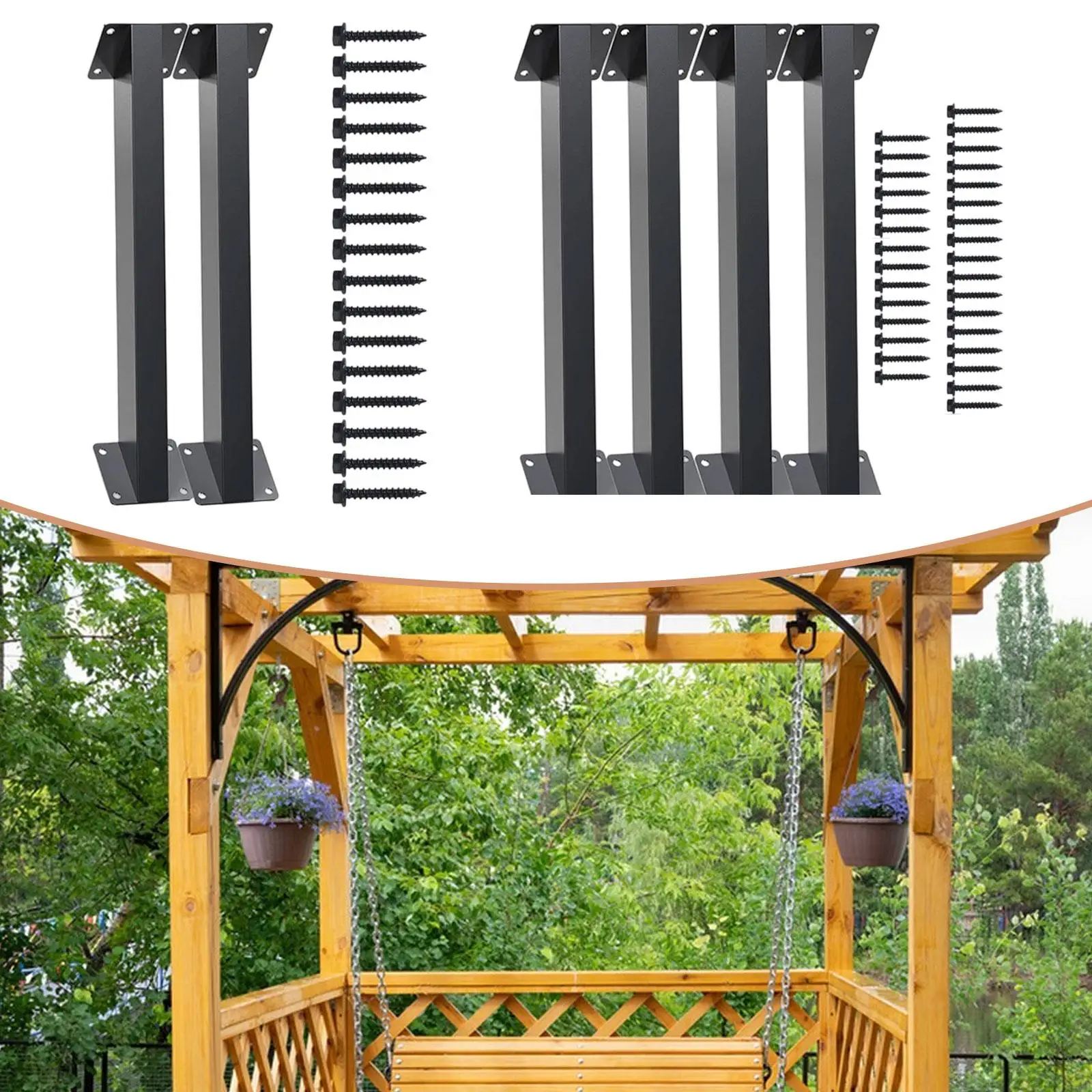 

Угловые кронштейны для соединителя перголы по дереву, черные угловые опорные кронштейны, угол для дерева