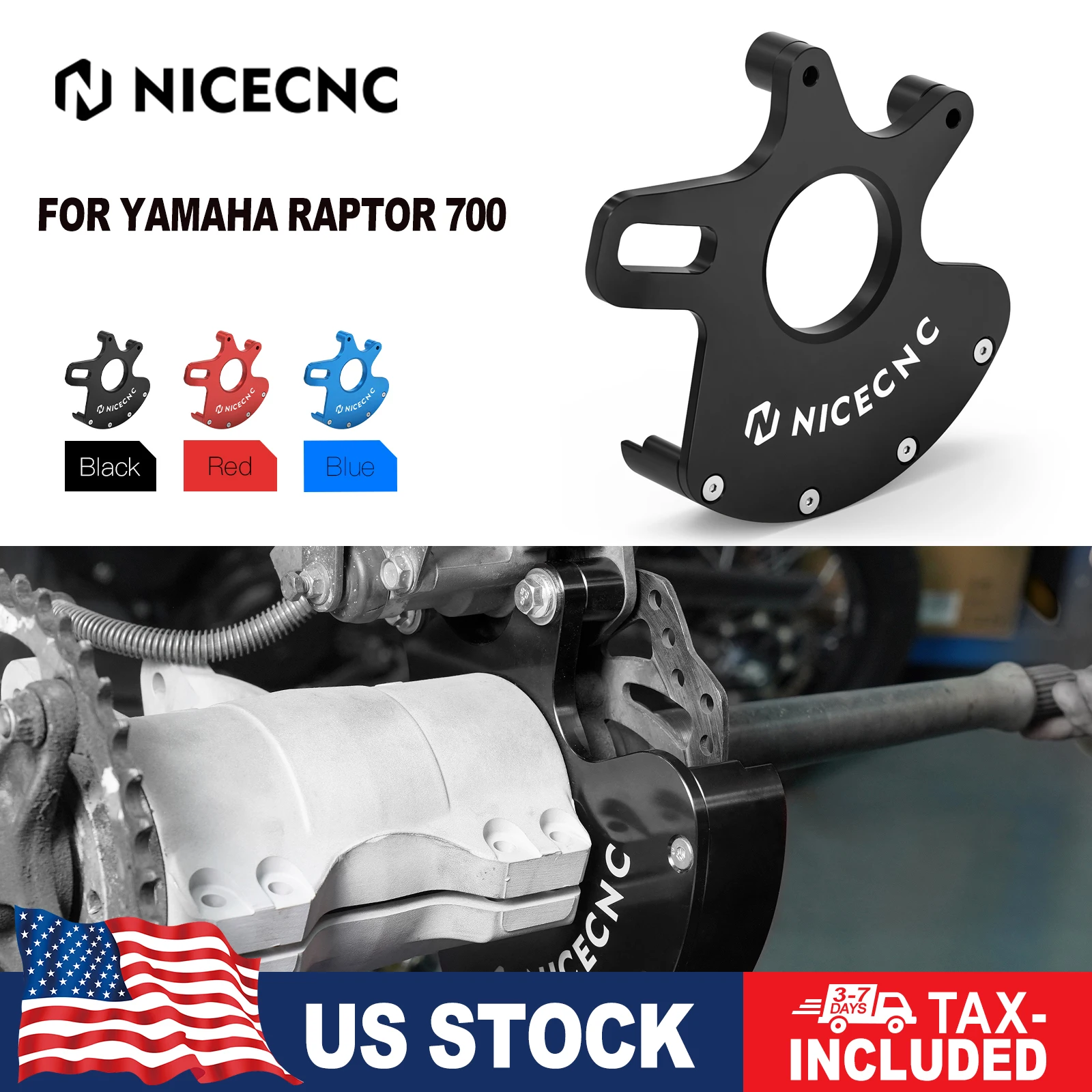 NICECNC Raptor 700 Brake Caliper Bracket Hanger Guard For Yamaha Raptor 700 700R 2006-2012 OEM 1S3-25721-01-00 6061-T6 Aluminum