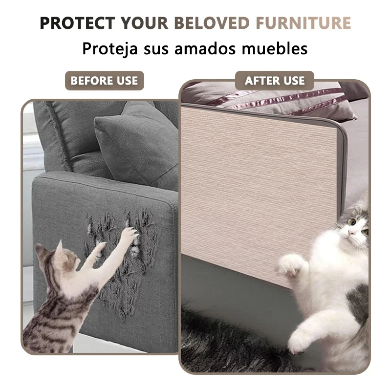 Anti Cat Scratch Sofa DIY Cats Scratch Board Sofa Protection Paws Sharpen Trimmable Self-adhesive Carpet Cats Scratch Board