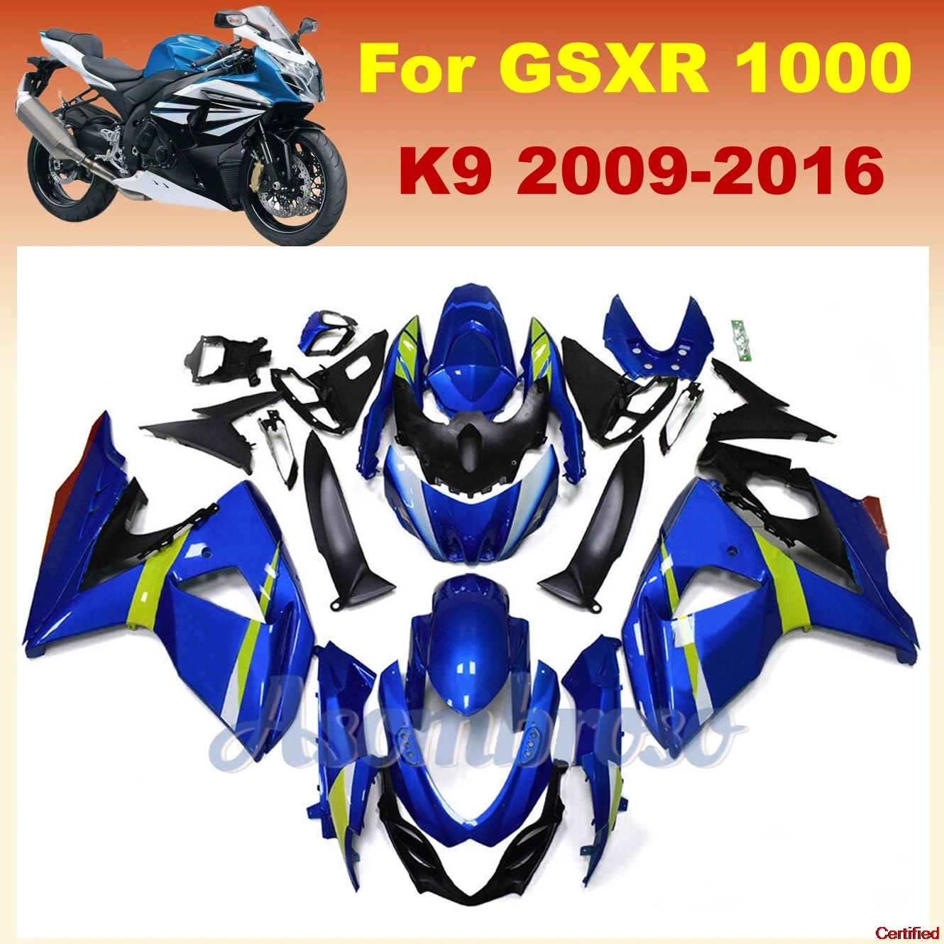 Full Fairing Kit fit For GSXR1000 2009 2010 2011 2012 2013 2015 2016 K9 09-16 GSXR 1000 Blue Motorcycle Parts Bodywork Set
