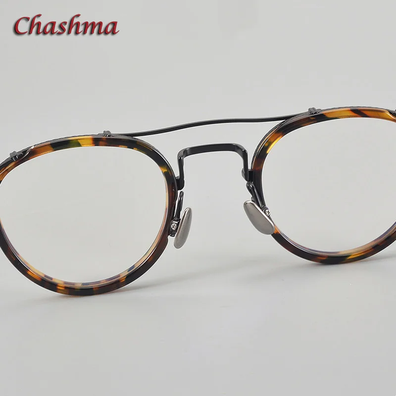 إطار نظارات طبية من تشاشما مصنوع من الأسيتات والتيتانيوم النقي، نظارات بصرية أنيقة مستديرة عصرية وخفيفة للغاية من Gafas #4