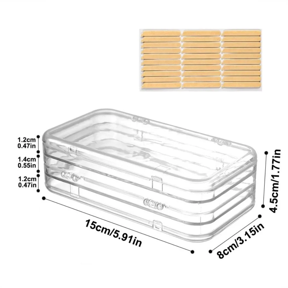 

Transparent 3 Folds Nails Storage Box Foldable Space Saving Artificial Nail Display Organizer Square Professional