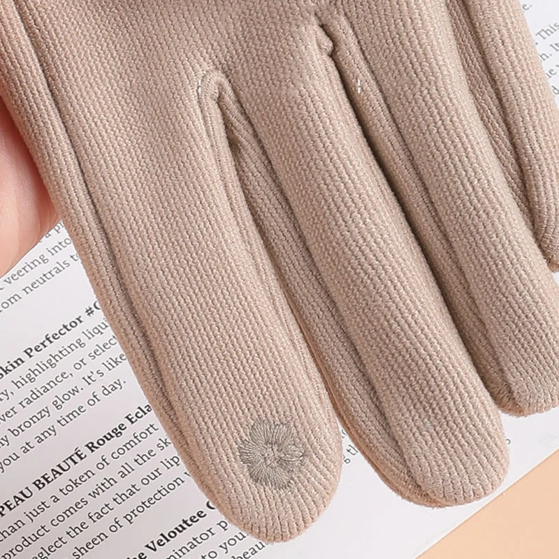 Guantes de dibujos animados para mujer, manoplas de dedos completos de terciopelo para jóvenes y estudiantes, guante de pantalla táctil bonito para conducir, guante cálido T89 para invierno