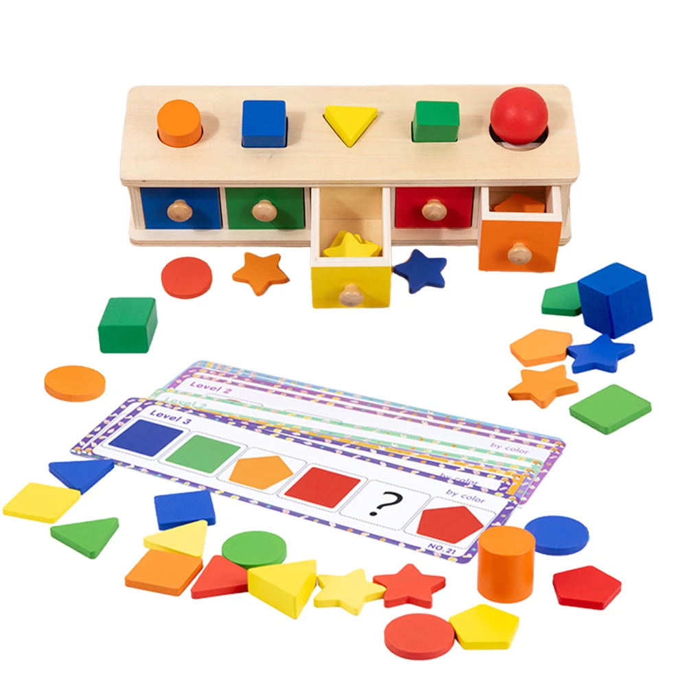 

Early Education Classification Drawer Box Color Number Pairing Toddler Toys for Toddlers Wooden Sorting