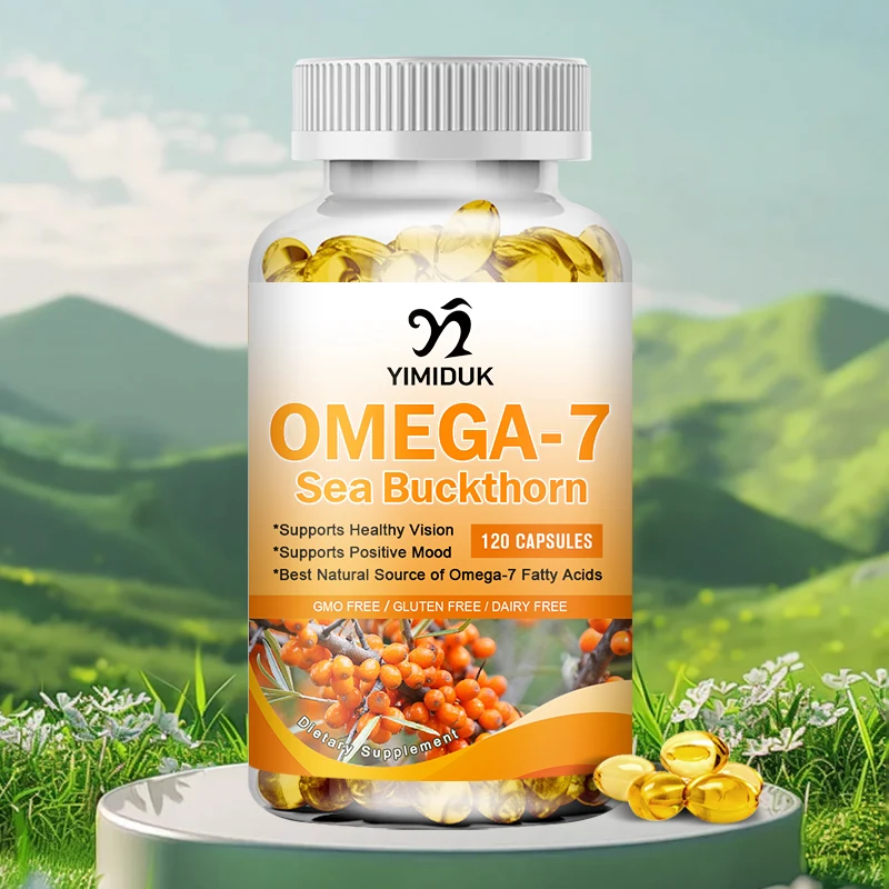 

Omega 7 Sea Buckthorn Capsules for Hair, Skin, Nails, Heart Health Support - Natural Omega 3 6 9 Fatty Acids Supplement