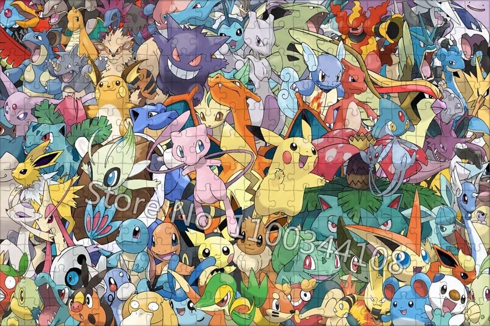 Pokemon Pikachu Puzzle 300/500/1000 Pieces Pocket Monsters Jigsaw Puzzles for Children's Educational Toys Adult Leisure Games