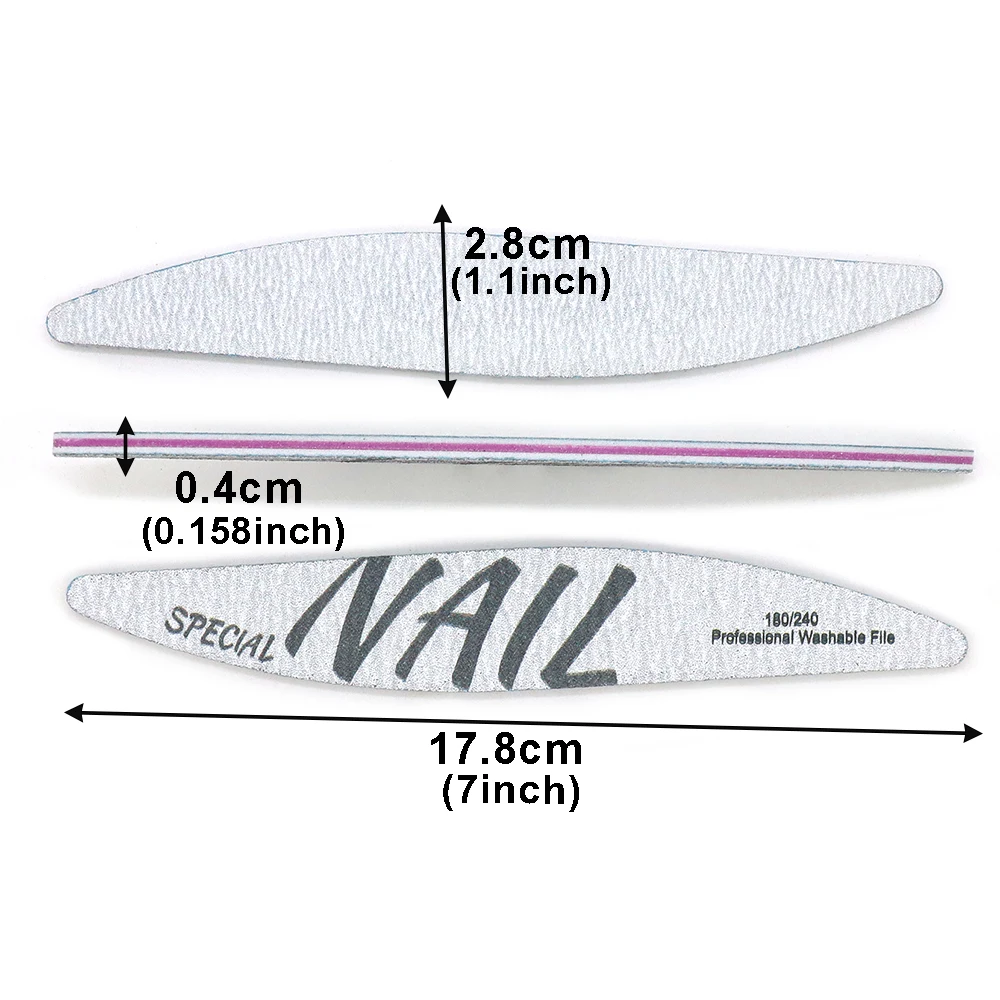 2/5/10 pezzi lima per unghie in carta vetrata grigia grana 180/240 lima lavabile professionale a forma di foglia di salice set di lime per manicure accessori per unghie