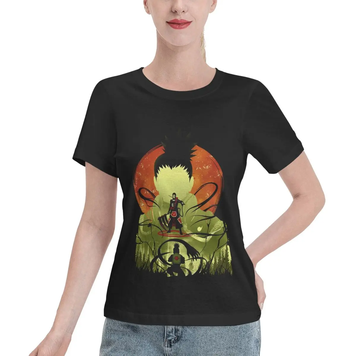 Bargain Price Shikamaru Vs. Hidan Anime Graphic Women's T-shirt Gym Minimalist Tshirt