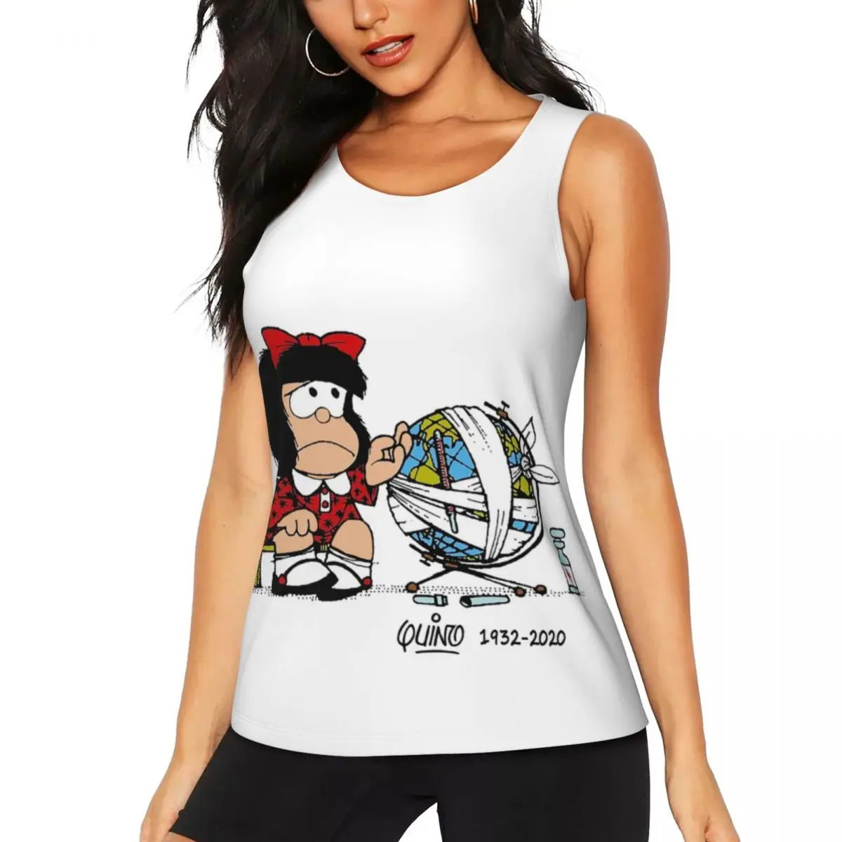 Custom Quino Comics Mafalda Workout Tank Tops Women's Quick Dry Sleeveless Cartoon Manga Yoga Shirts