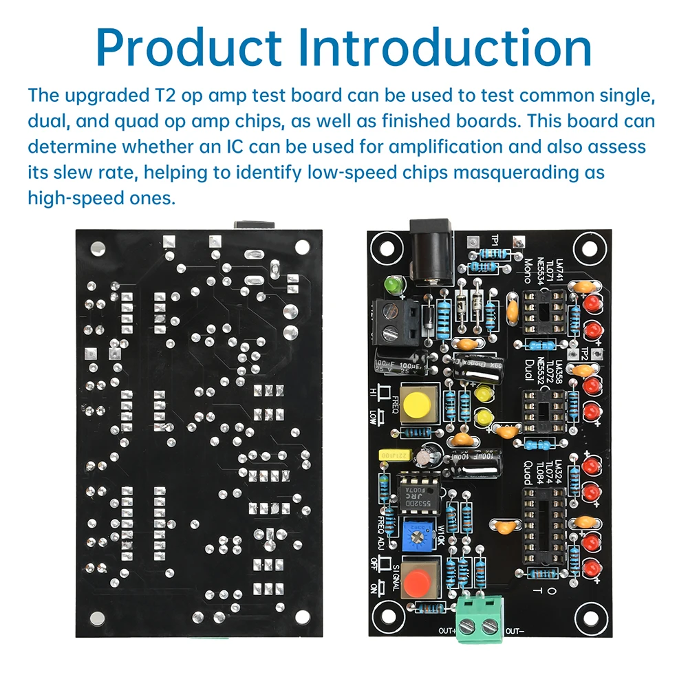 T2 Operationsverstärker-OP-AMP-Tester für Single Mono Dual Quad OPAMP-Chips, Hochgeschwindigkeits- und Niedriggeschwindigkeits-Differenzierung, DC12V – Detail 20