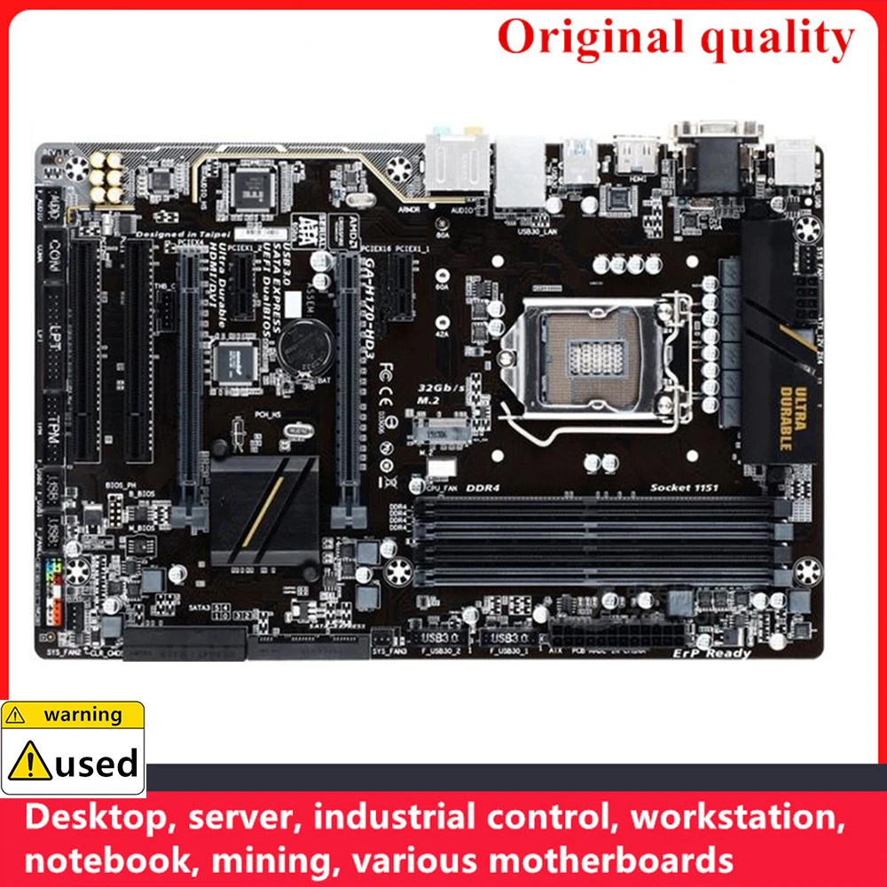 

For GA-H170-HD3 H170-HD3 Motherboards LGA 1151 DDR4 64GB ATX For Intel H170 Desktop Mainboard M.2 NVME SATA III USB3.0