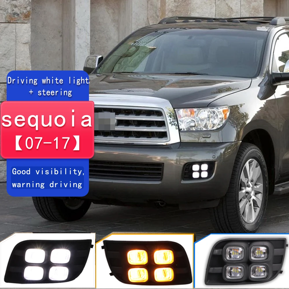 2 PCS Toyota Sequoia 2007-2017 12V LED Daytime Running Lights DRL with Turn Signal Indicator Car Auto Headlamp Daytime Lamp