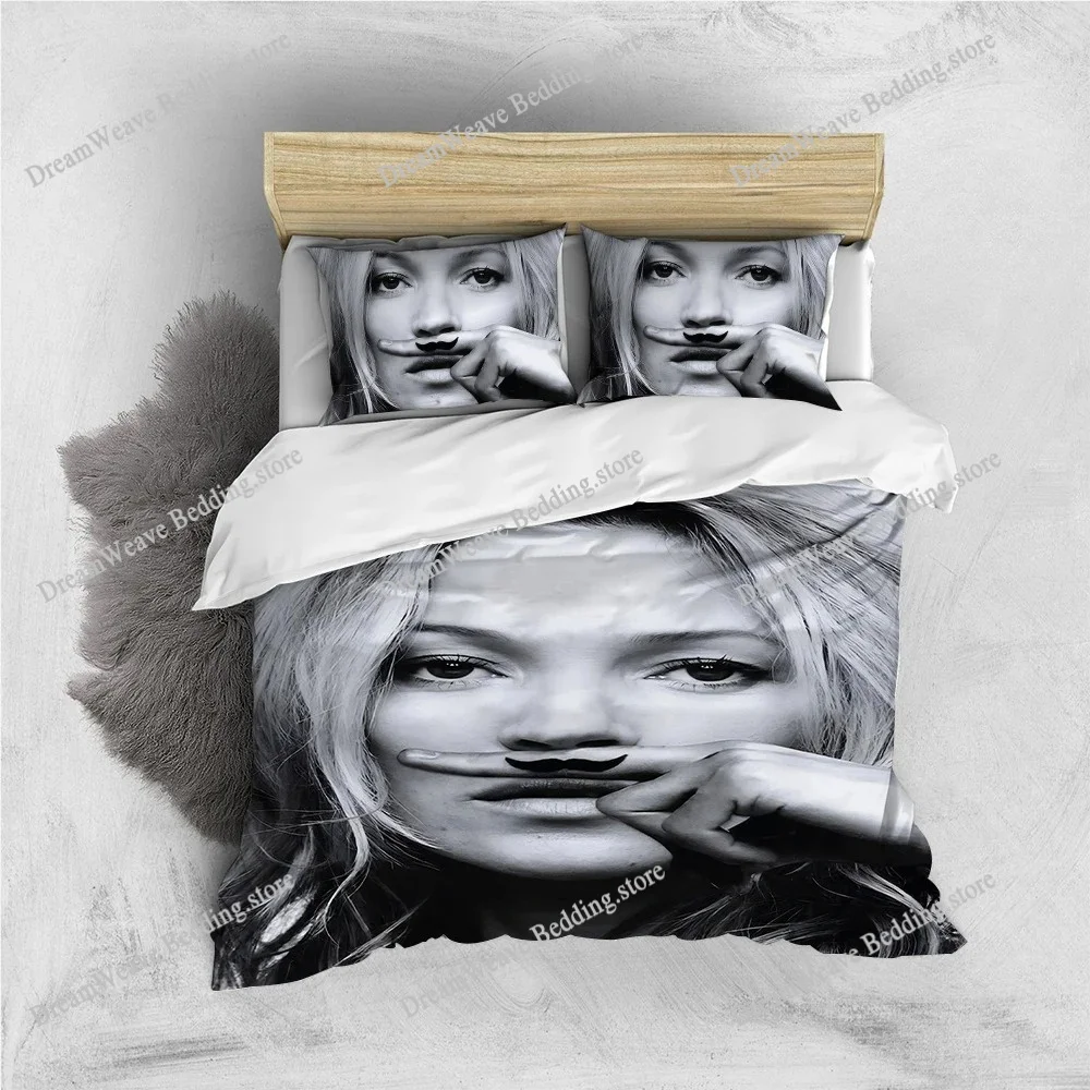 

K-Kate Moss Duvet Cover Set Home Style Bedding Soft Laundry Cotton Bed Student Dormitory Gift