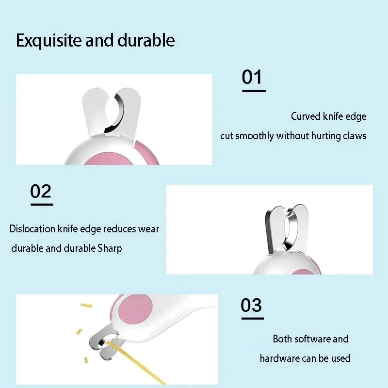LED 조명 고양이 개 손톱깎이 커터, 안전 잠금 장치가 있는 전문 애완 동물 발톱 트리머, 강아지 새끼 고양이 동물 관리 손질 도구 키트