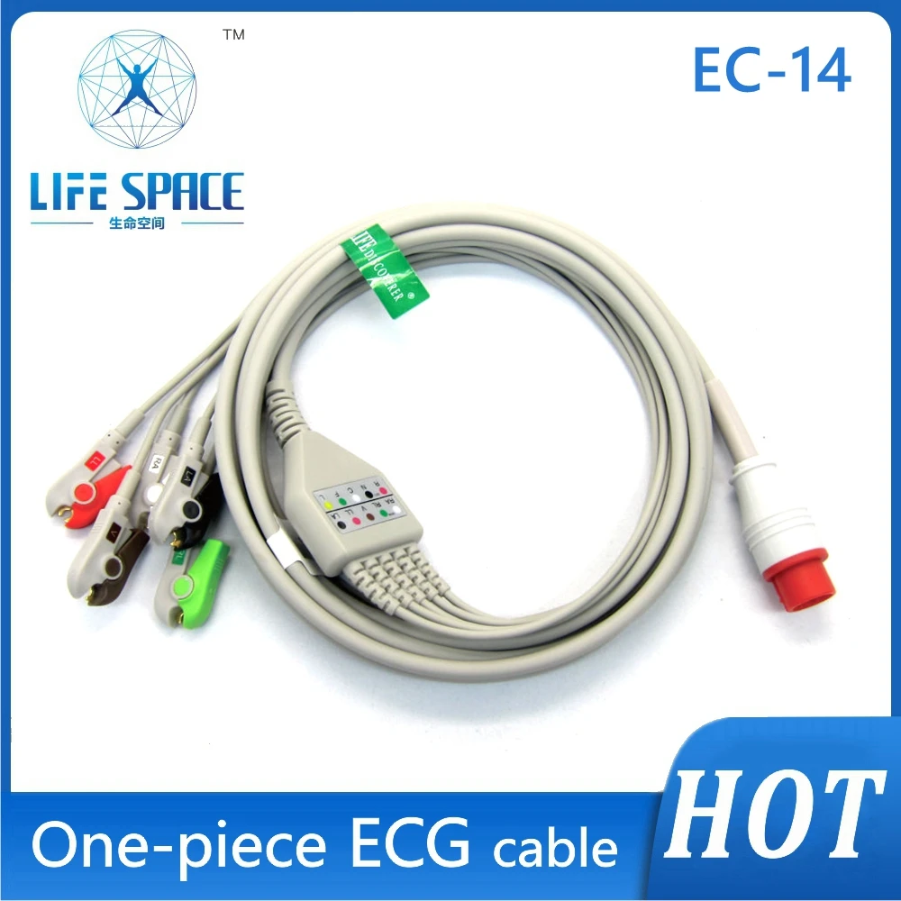 Ecg Cable Compatible Bionet BM3 AHA/IEC 3 Lead 5 Leads Snap Clip Grabber for Ecg Electrocardiograph Patient Ecg Monitor