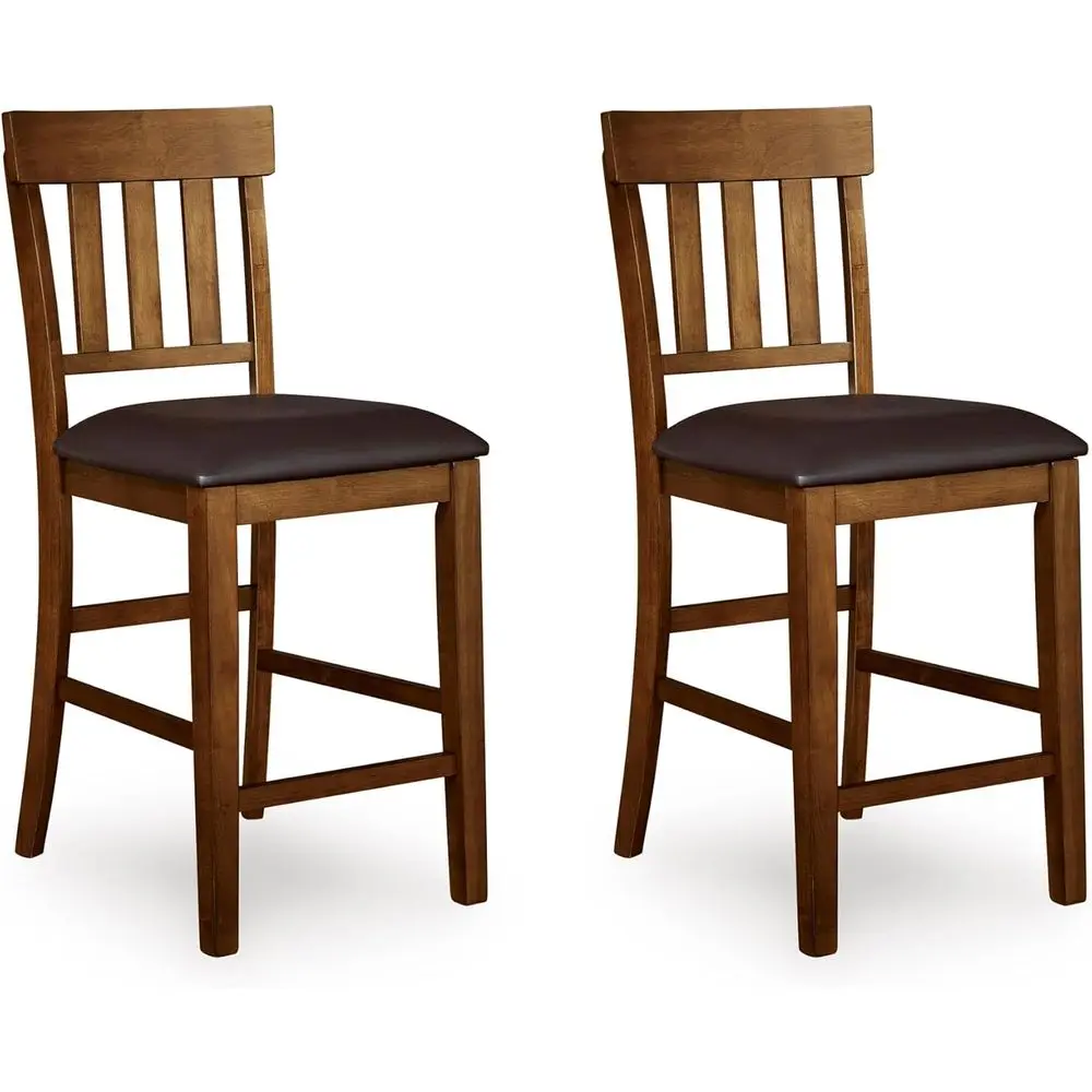 

Традиционный барный стул с сиденьем из искусственной кожи, высота 26 дюймов, 2 штуки, коричневый