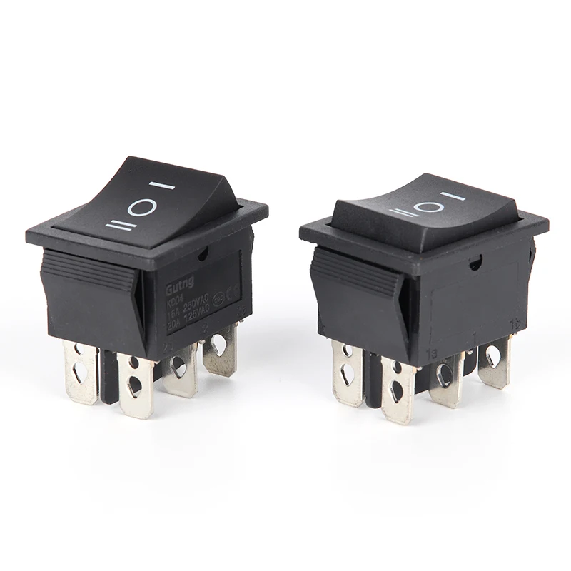 2PCS Rocker Switch 6 Pins 3 Position ON/Off/ON AC 20A/125V 16A/250V DPDT Car Boat Black Switch