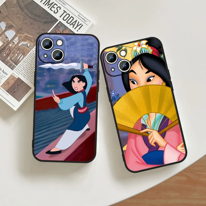 Disney Mulan Princess For Apple iPhone 15 14 13 12 11 Pro Max Mini XS Max X XR 7 8 6 Plus Black Phone Case