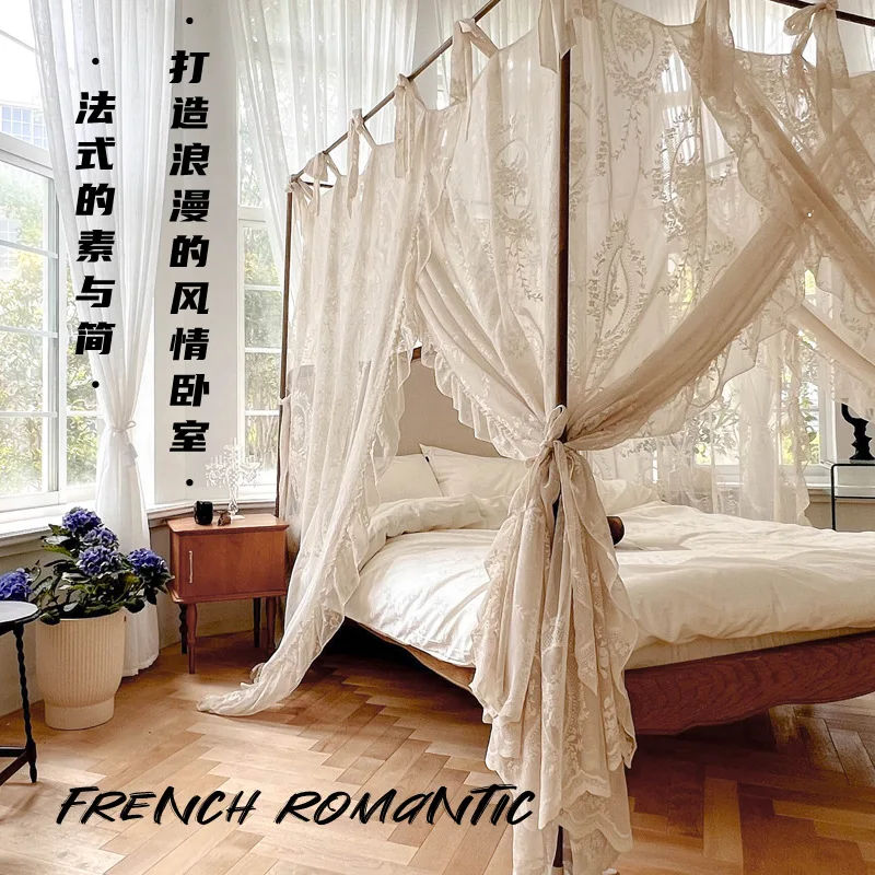 

Custom.2025 New High-End Homestay Mosquito Net Home Bedroom, No-Installation Bracket, Three-Opening French Bed Curtain, Prin